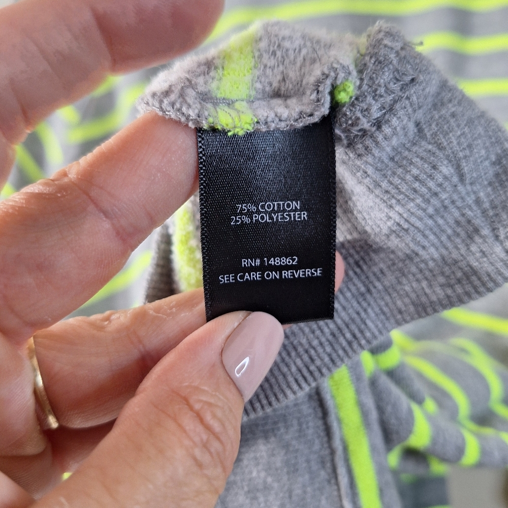 Torrid Grey & Neon Yellow Stripe Fleece Raglan Sweatshirt | Size 2 - Picture 4 of 10